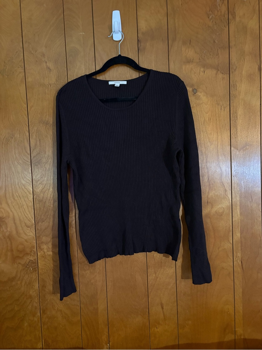 Merona Black Ribbed Long-Sleeve Crewneck Sweater